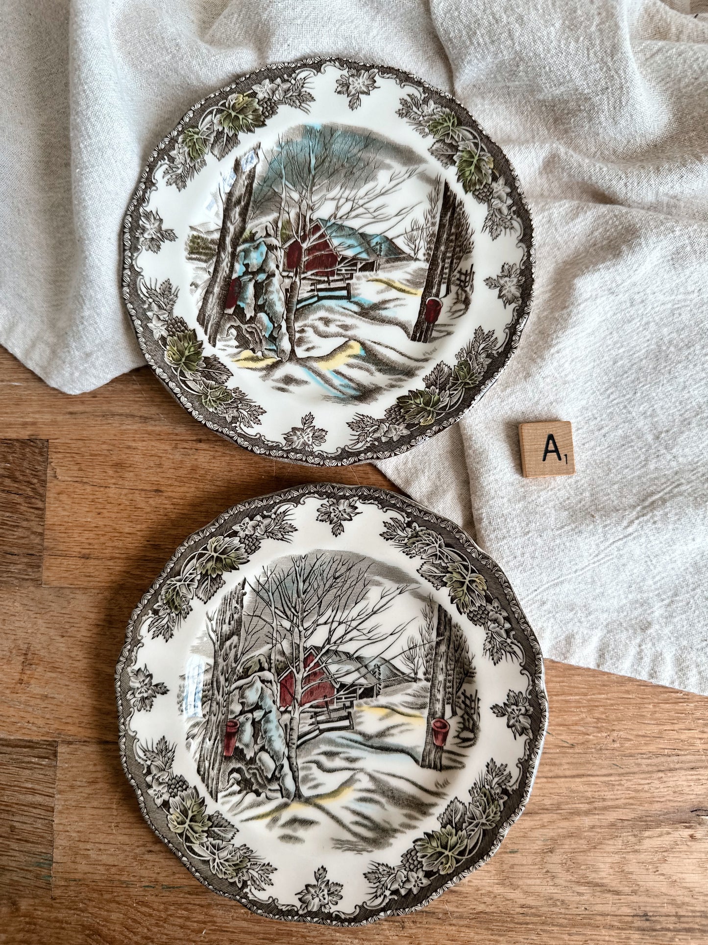 Pair of Johnson Brothers Transferware Dessert Plates