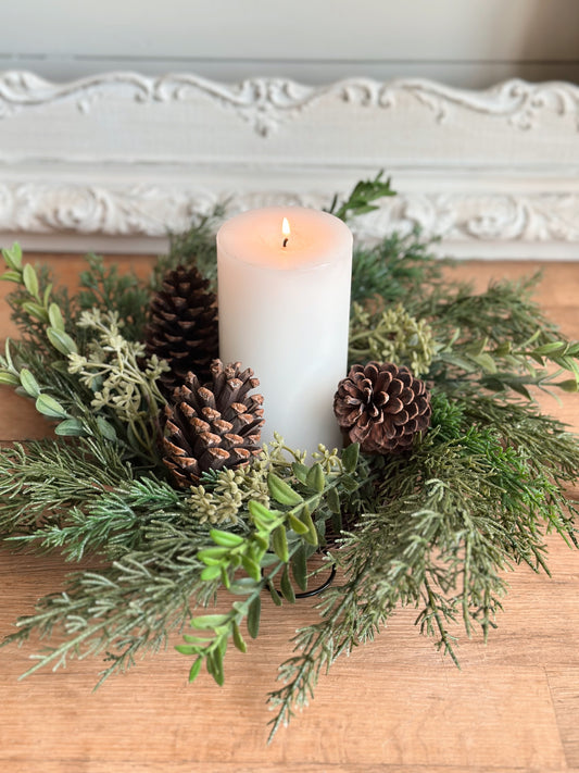 Pine & Myrtle Candle Ring, Wreath