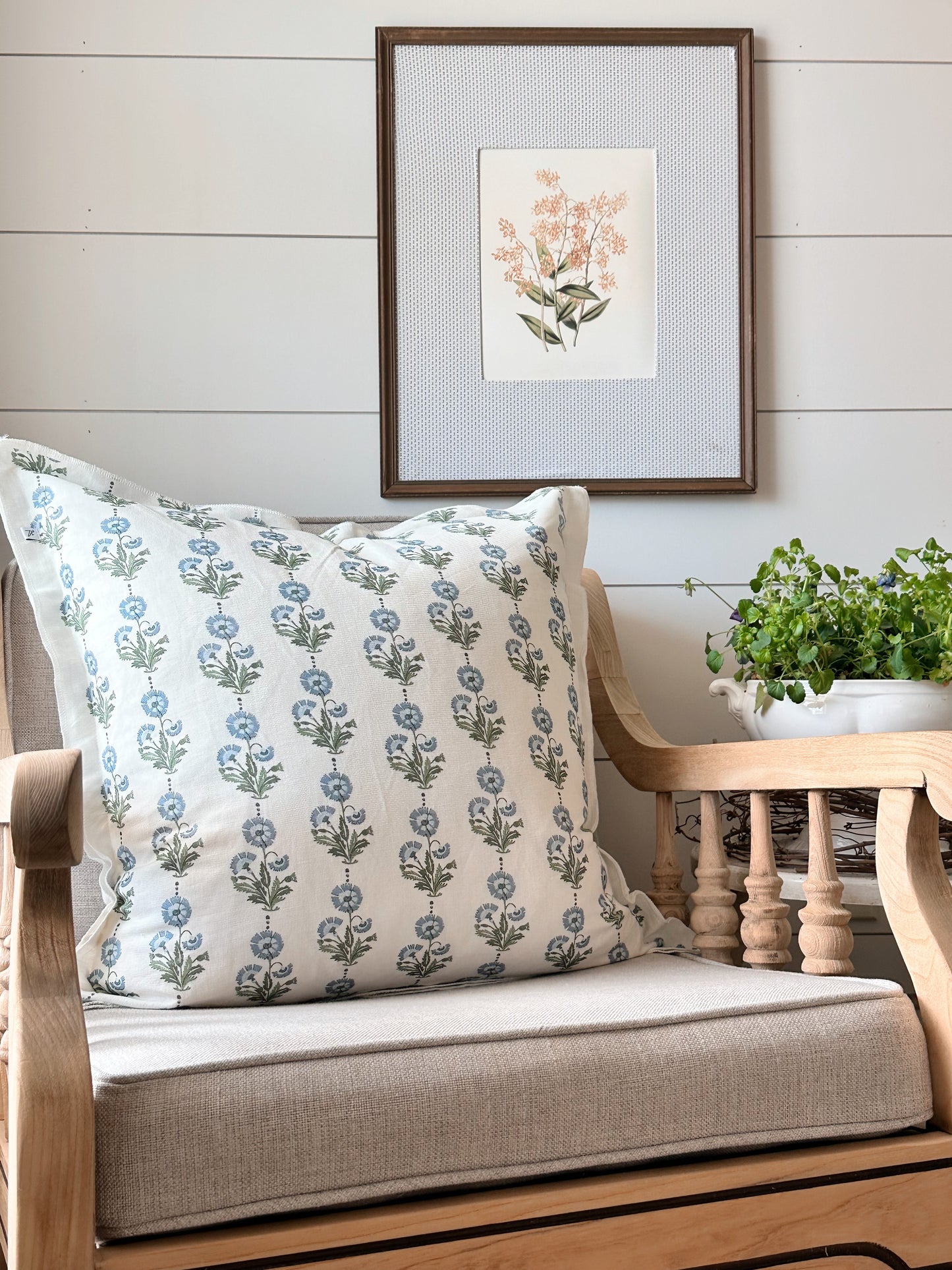 Amalthea Block Print Pillow Cover in Blue