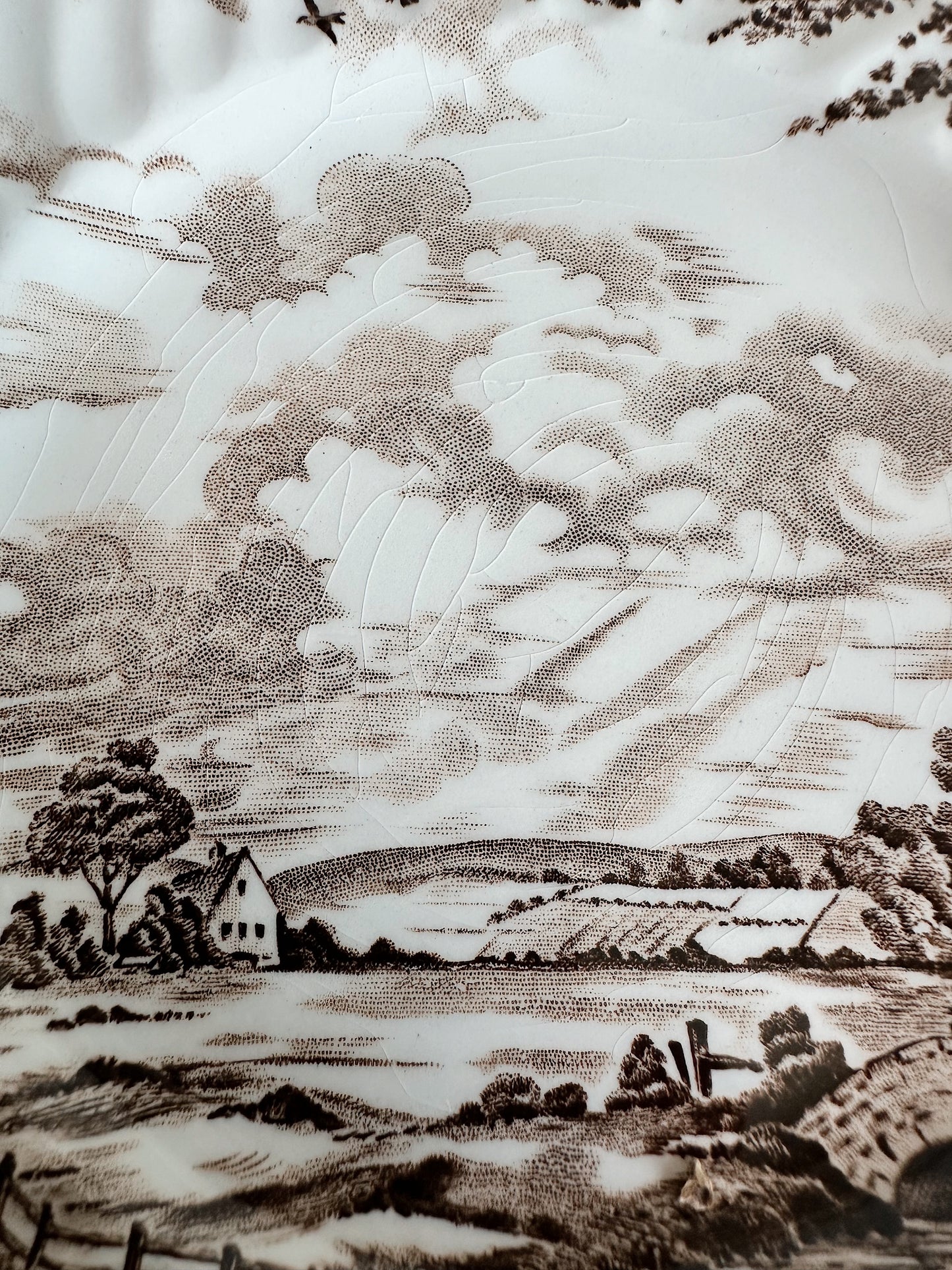 Set of Three Vintage Transferware Dessert Plates