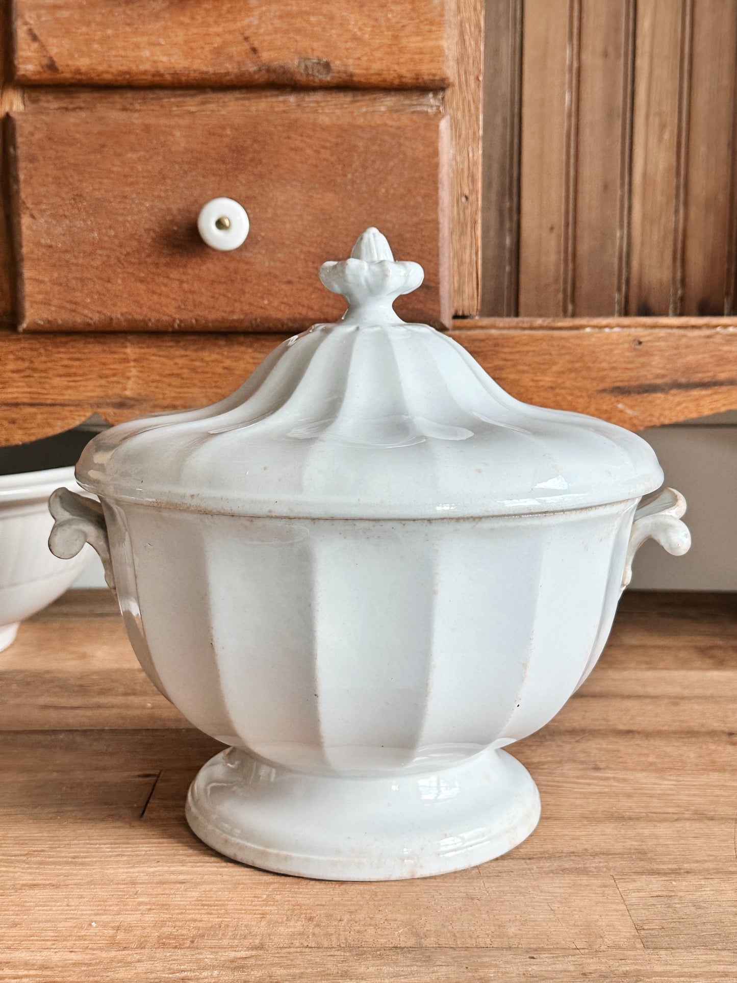 Antique Jacob Furnival Ironstone Punch Bowl & Lid