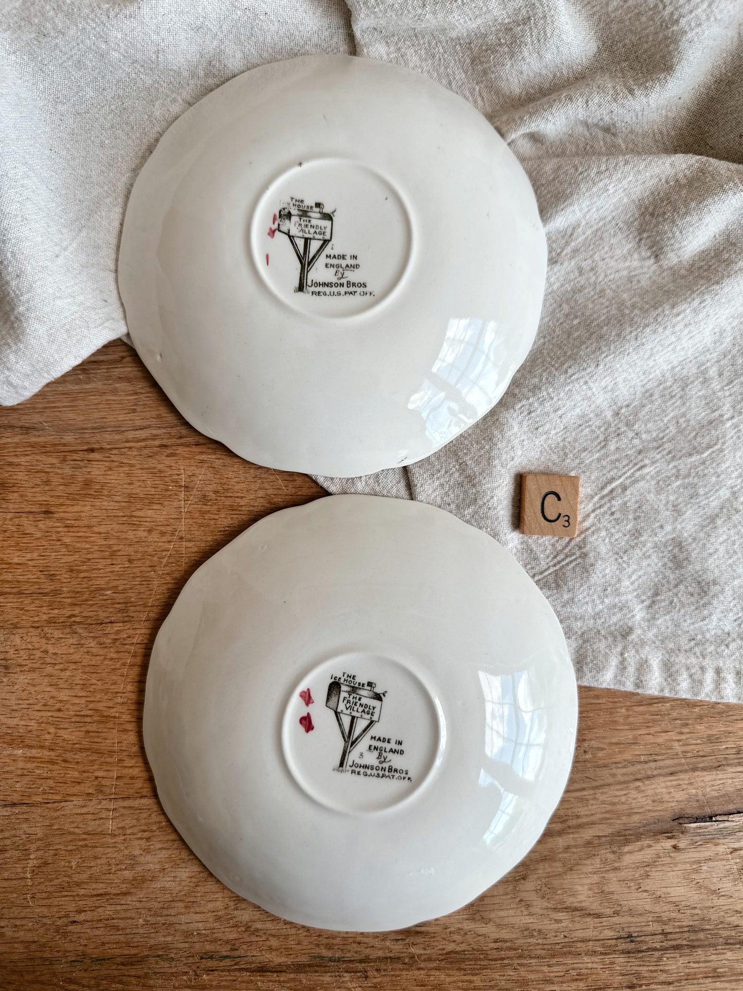 Pair of Johnson Brothers Transferware Saucers