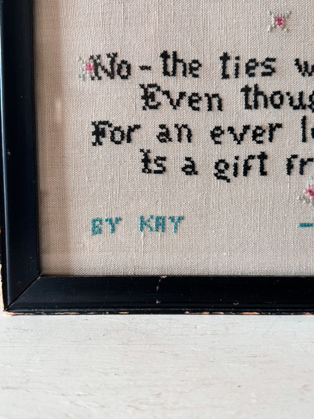 Vintage Sisters Needlework Framed Wall Hanging