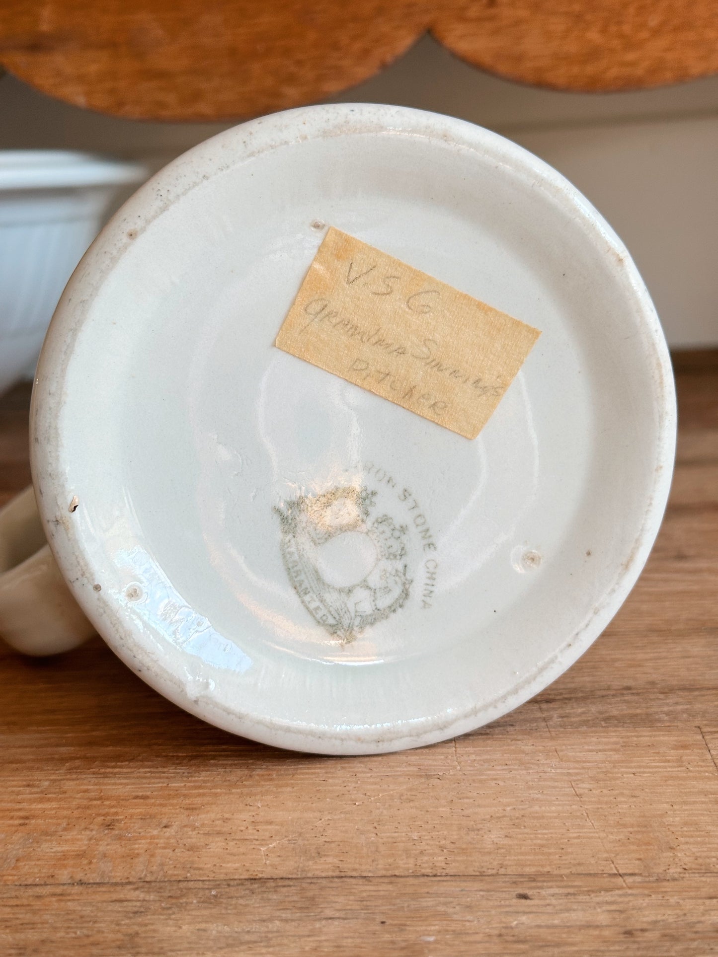 Vintage Ironstone Milk Pitcher (with special note on the bottom)
