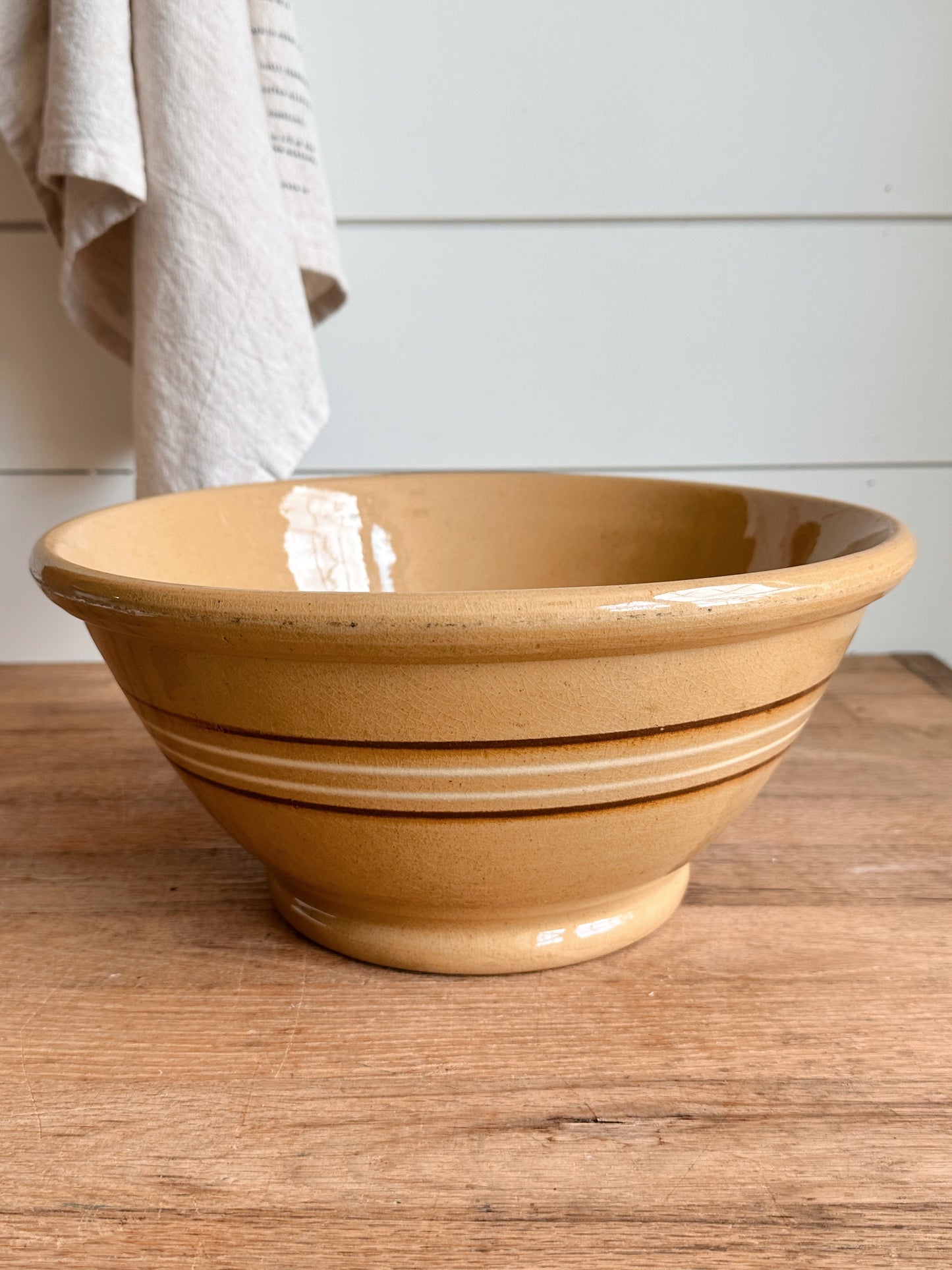 Large Vintage Yellow Ware Mixing Bowl