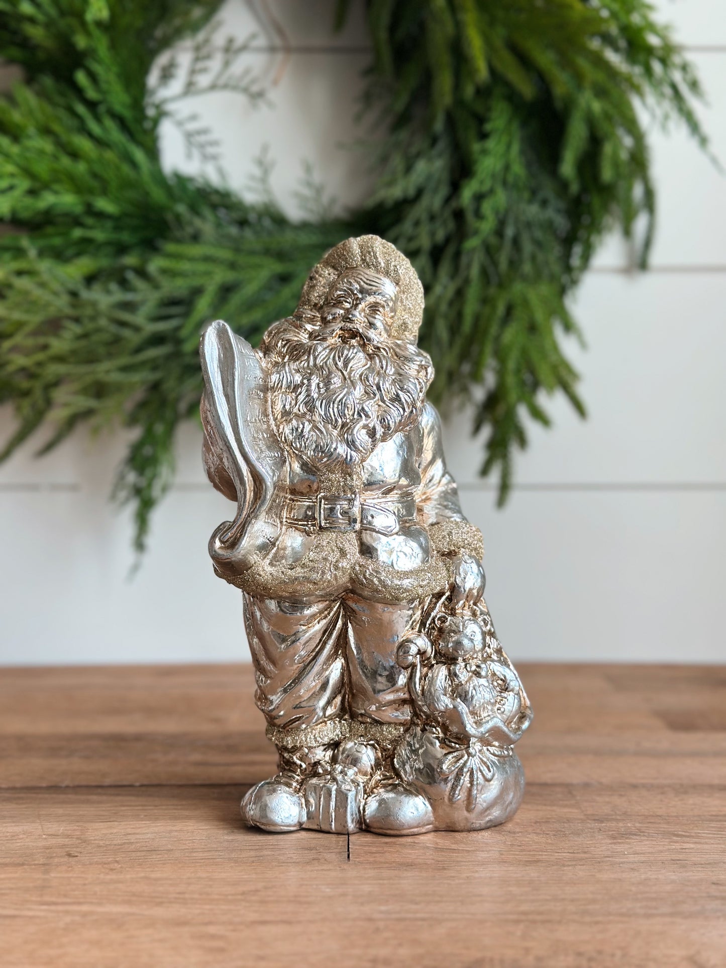 Antiqued Silver Santas