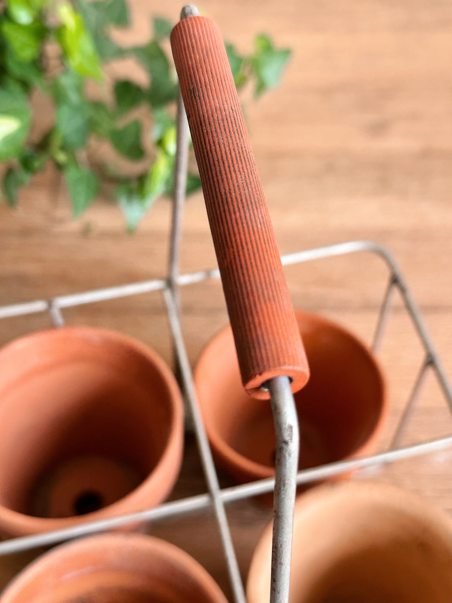 Vintage Wire Bottle Carrier & Pots