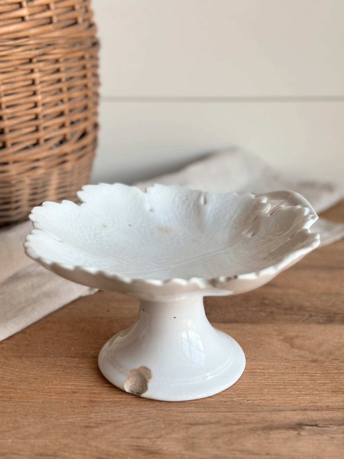 Antique Ironstone Edwards Leaf Tazza (Footed Serving Piece)