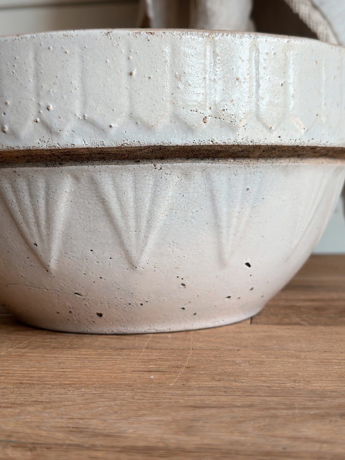 Large Vintage Picket Fence Stoneware Bowl