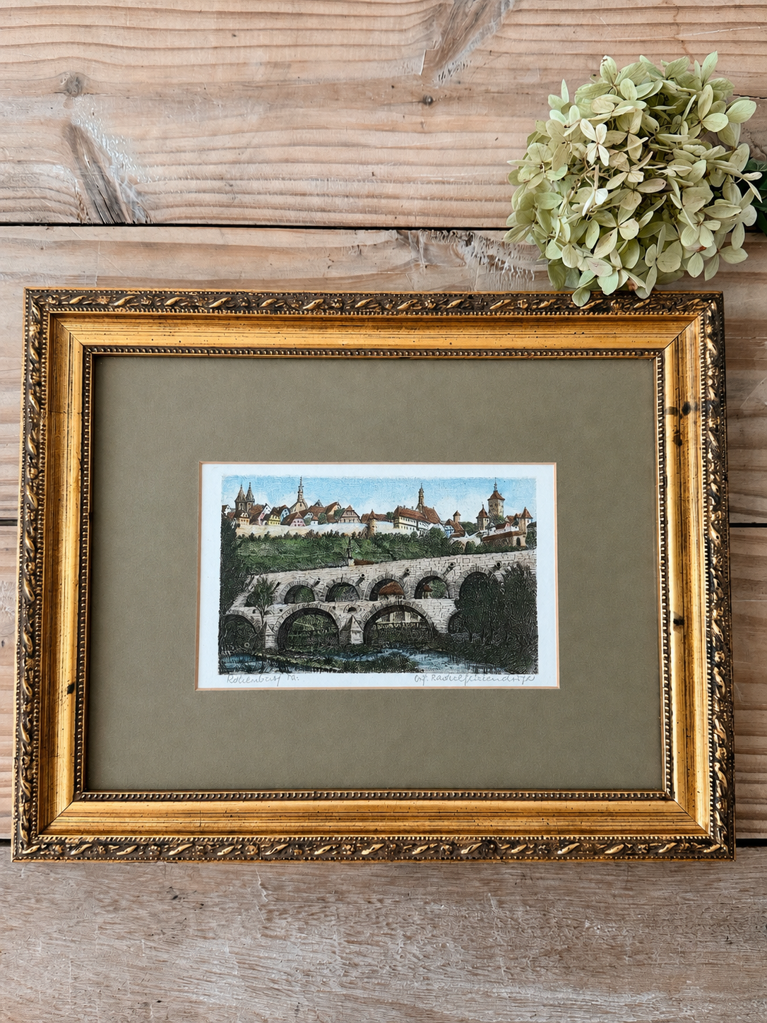 Vintage Signed Etching, Rothenburg on The Taube River