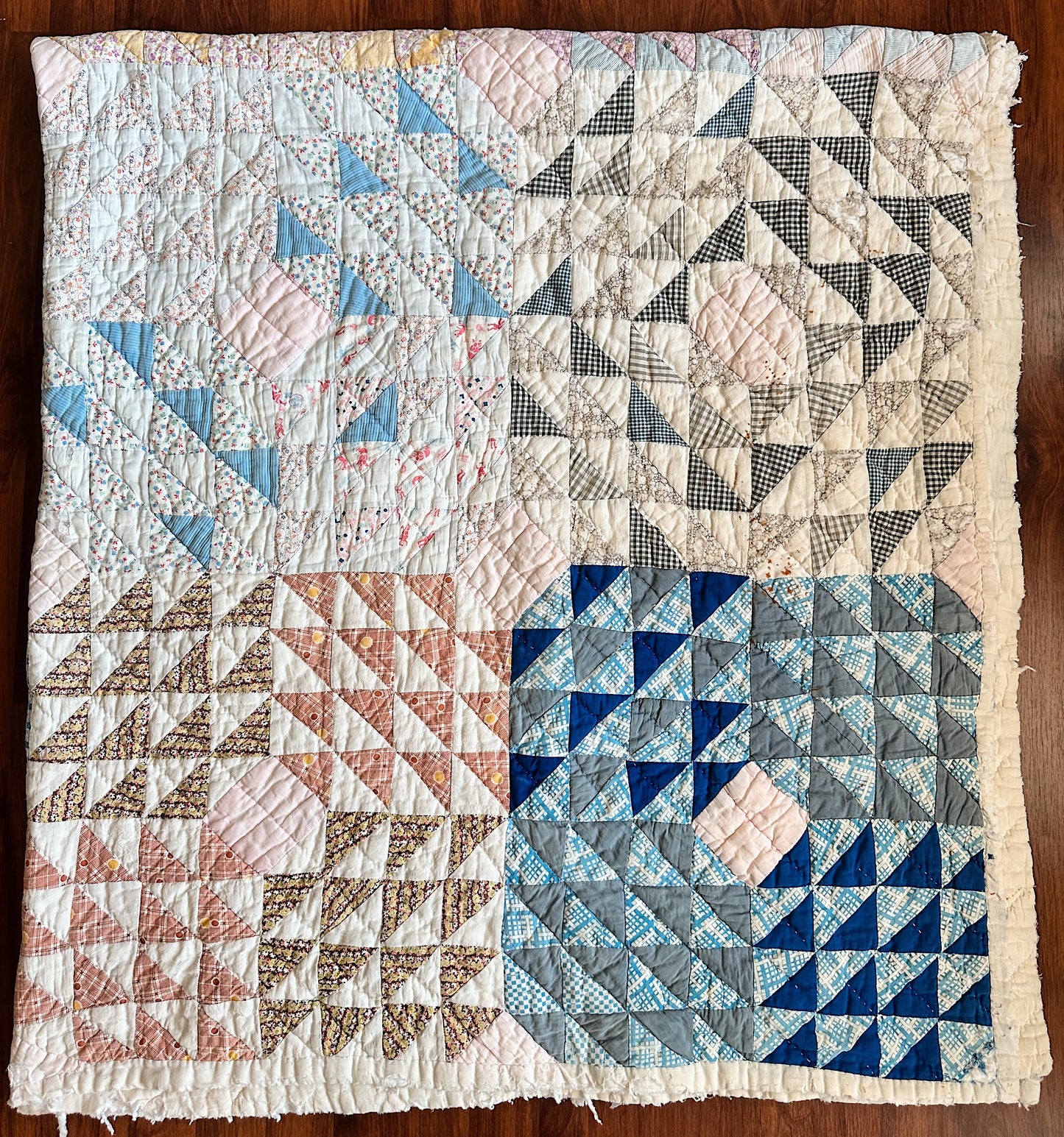 1930s Hand Stitched Patchwork Quilt