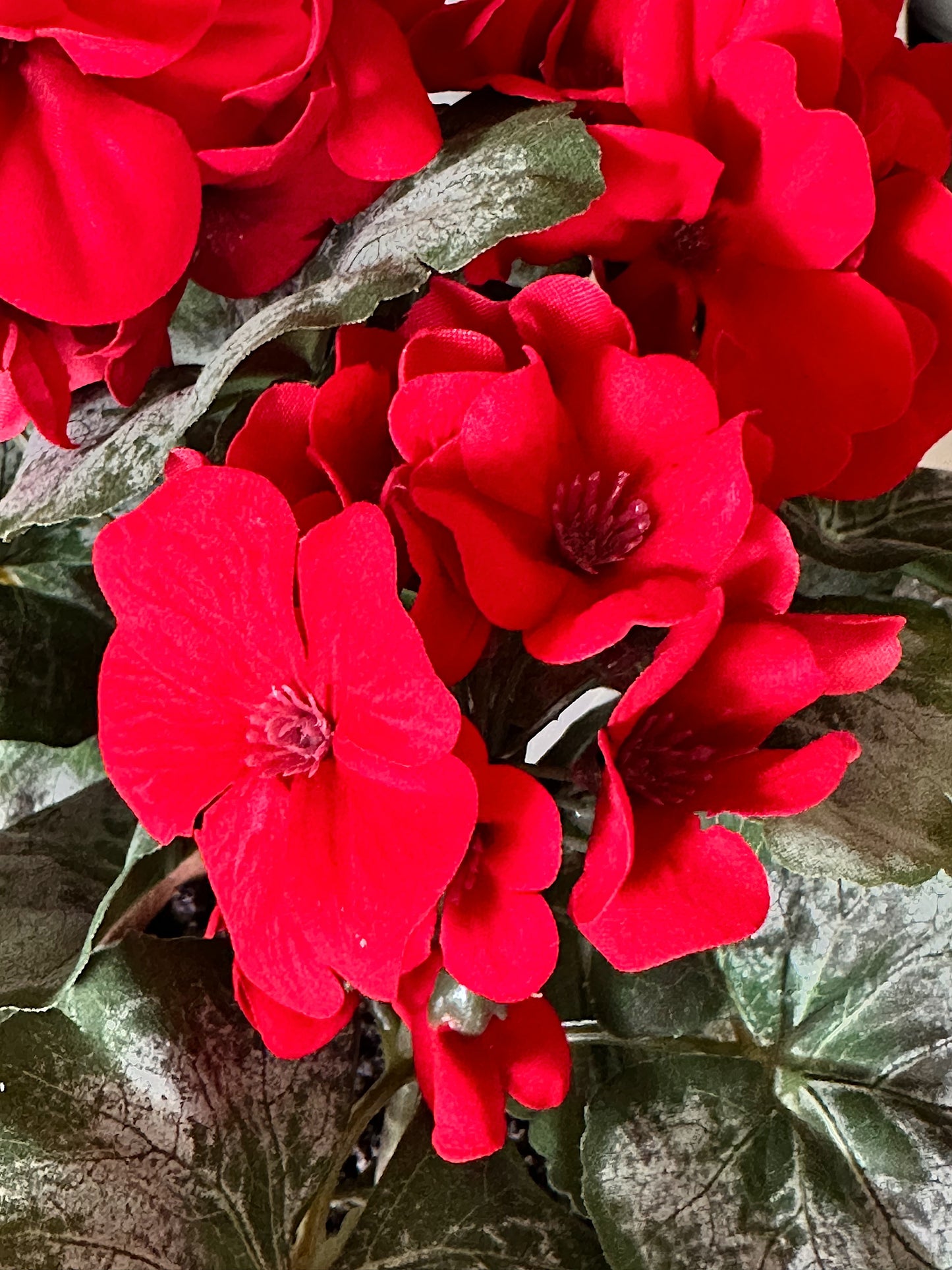 Potted Faux Red Geraniums