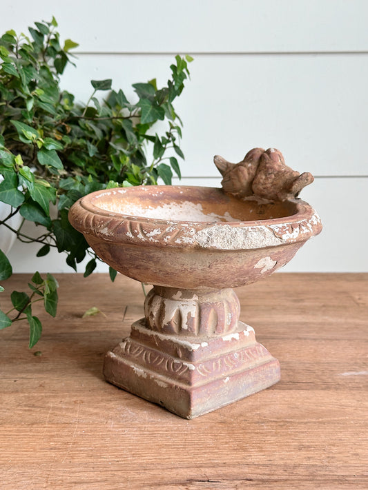 Found Petite Weathered Concrete Birdbath