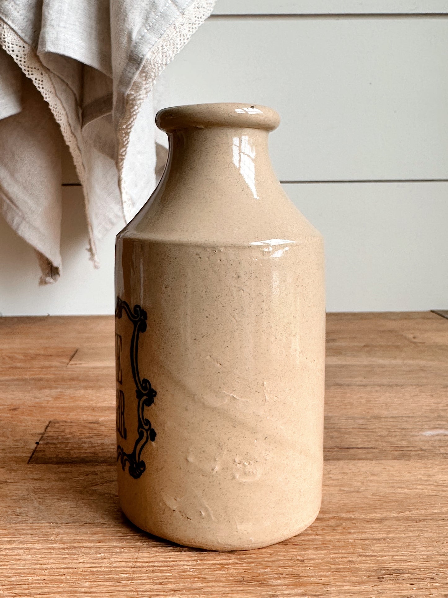 Vintage Stoneware Vinegar Bottle, Made in England