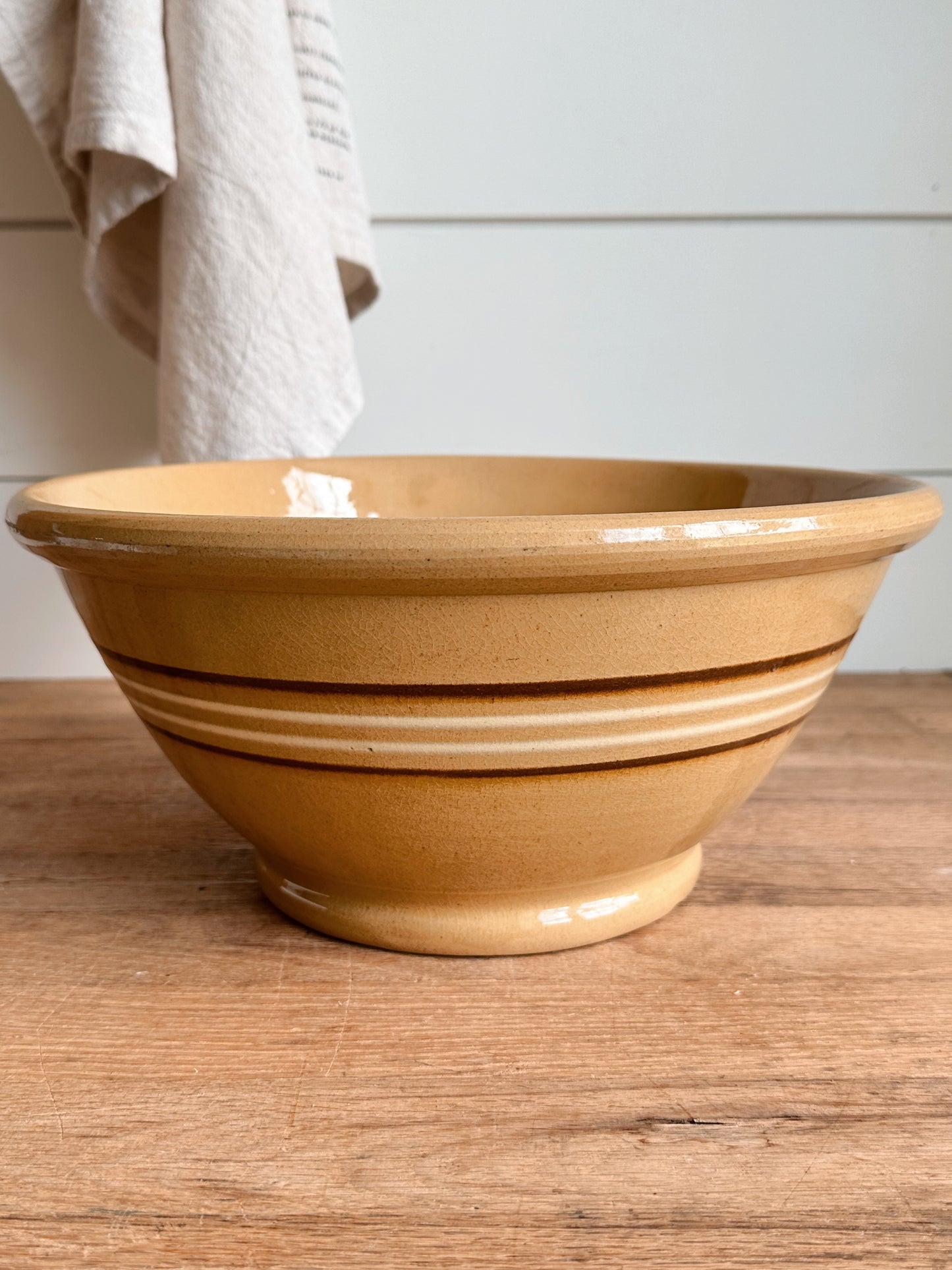 Large Vintage Yellow Ware Mixing Bowl