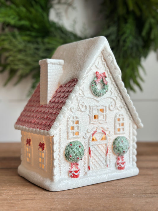 Glittered Light Up Christmas House