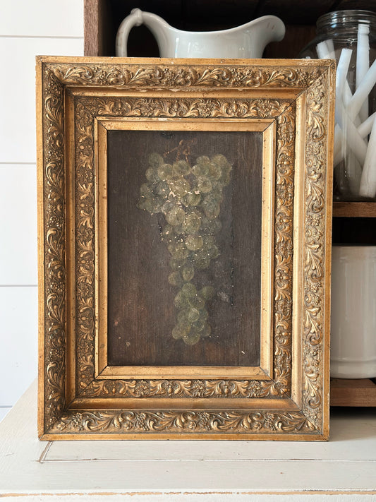 Original Antique Moody Painting of Grapes, Signed & Dated