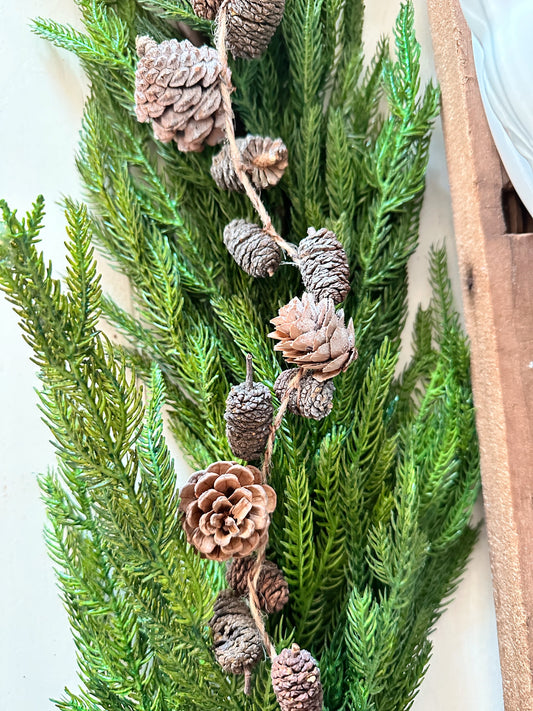 Frosted Mixed Pine Cone Garland