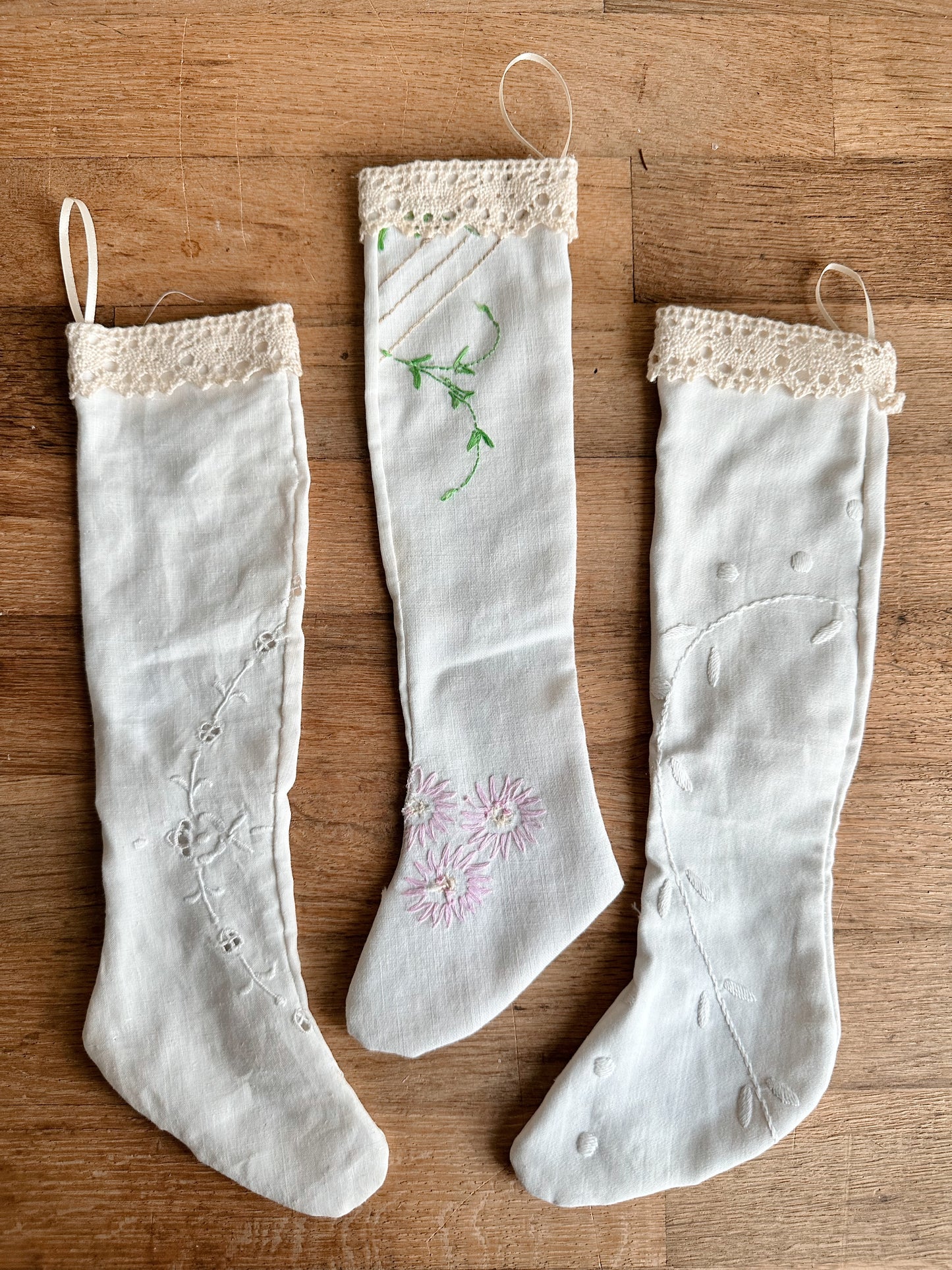 Three Petite Vintage Handmade Stockings