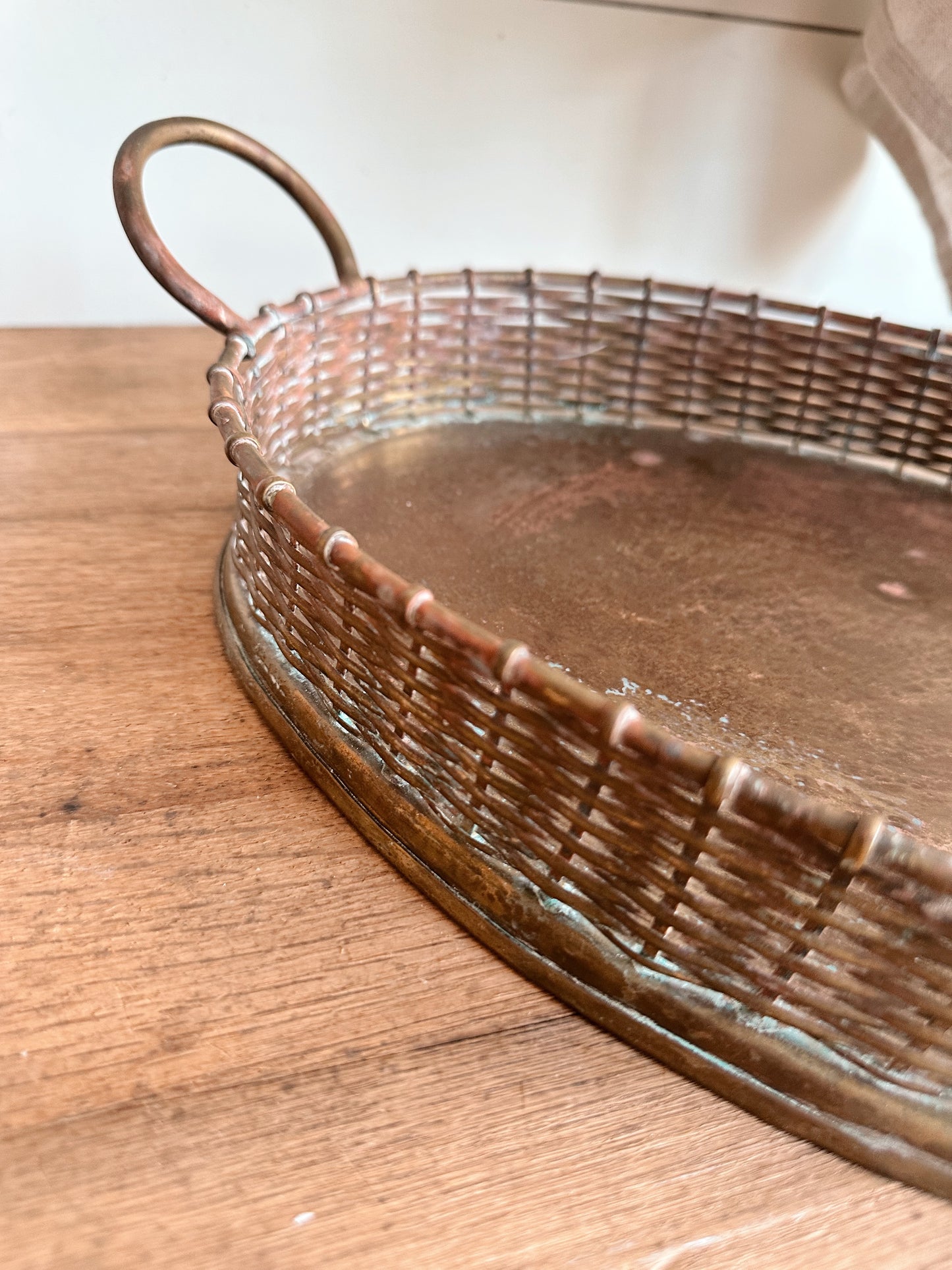 Vintage Woven Brass Tray