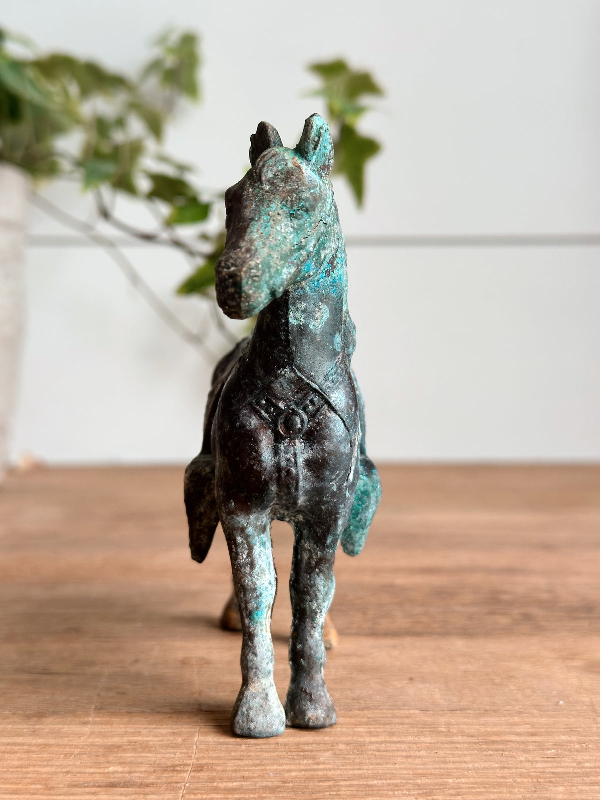 Vintage Brass Horse with Heavy Patina