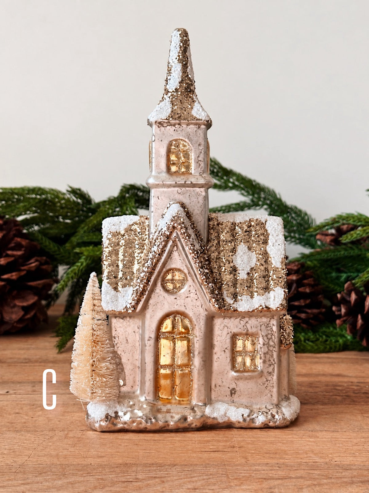 Sparkling Mercury Glass Light Up Houses