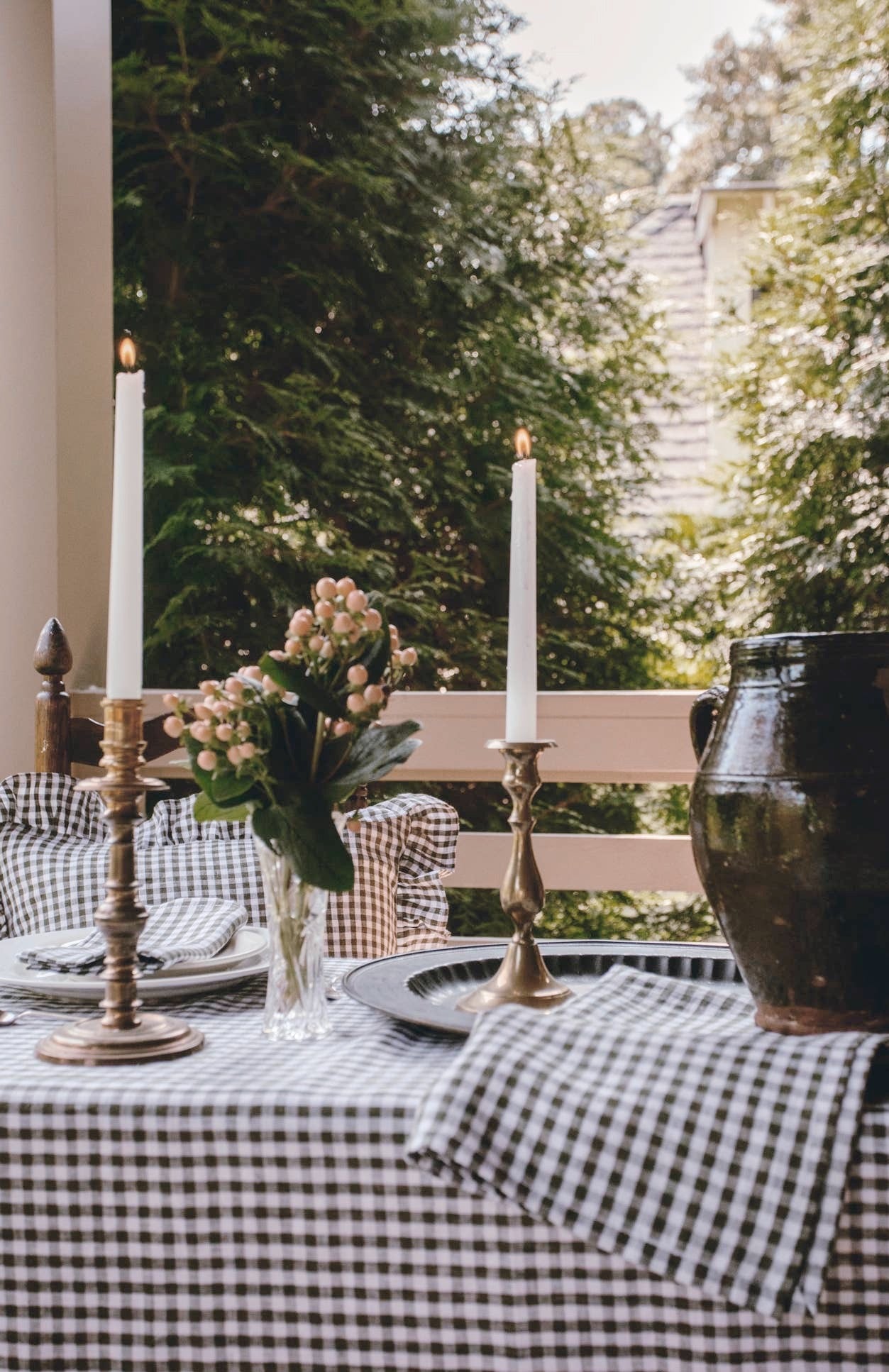 Linen Olive Gingham Table Cloth