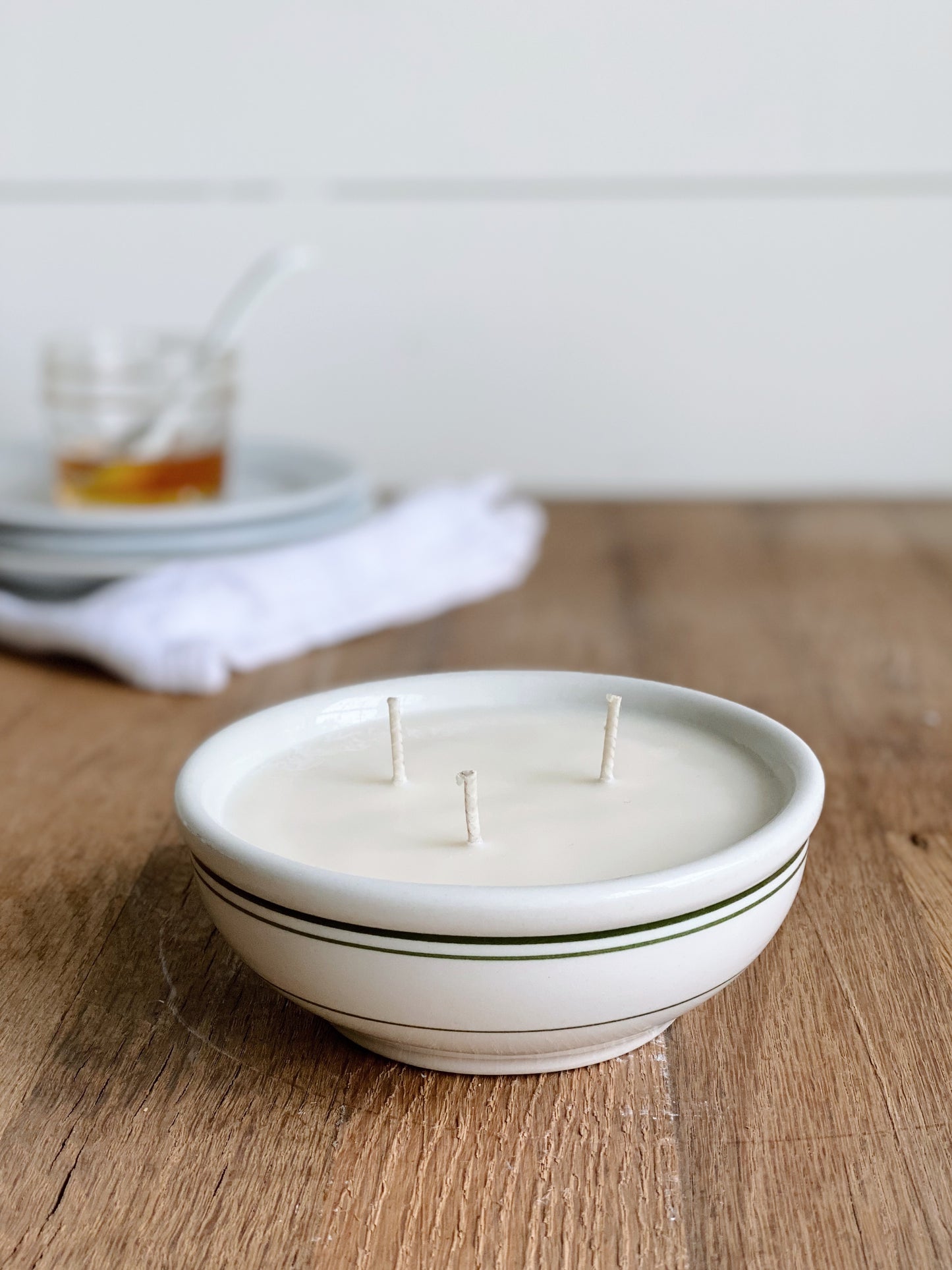 Hand Poured Spiced Honey in a Vintage Restaurant Ware Bowl