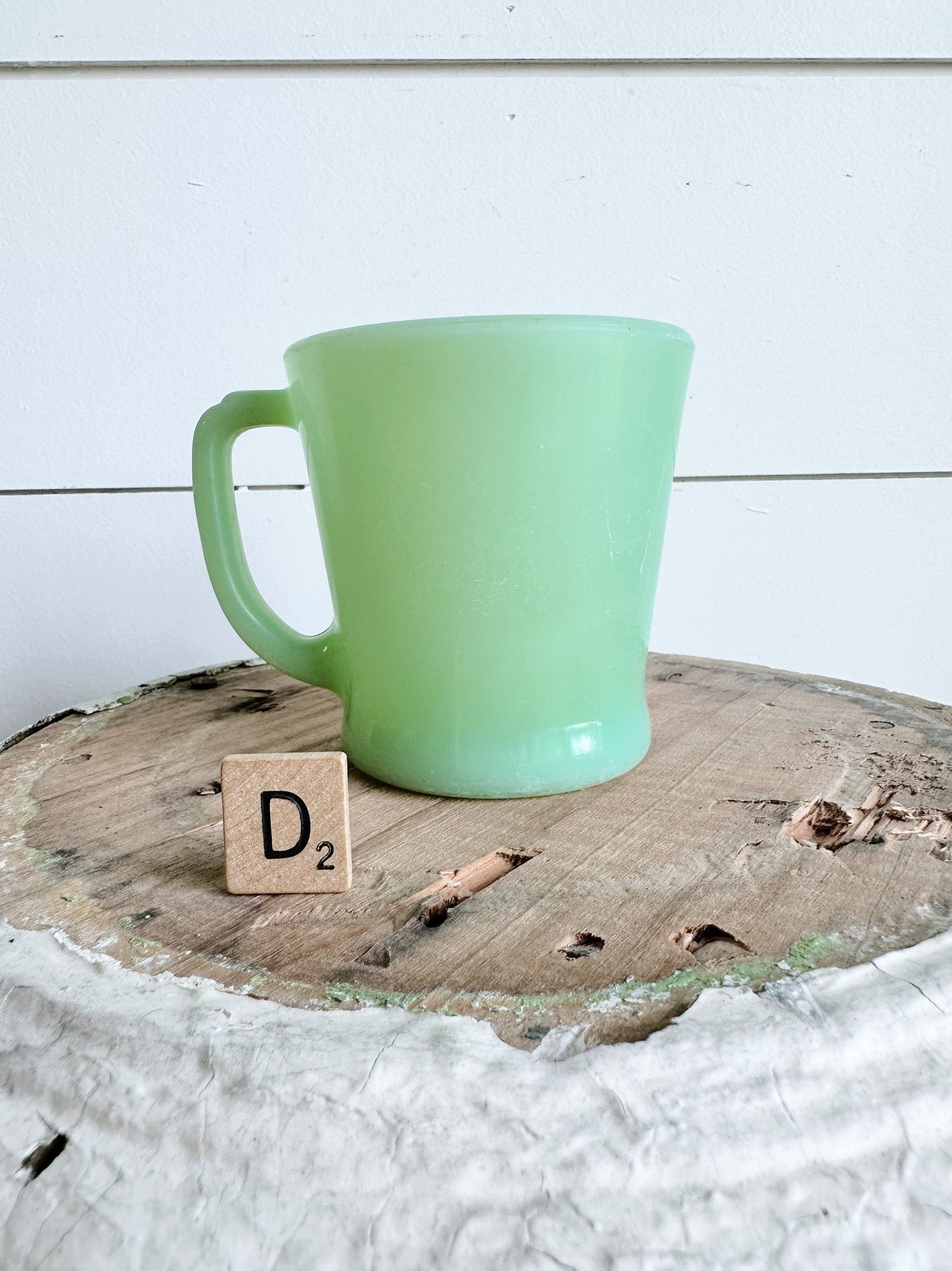 Vintage Anchor Hocking Fire King Jadeite D Handle Mug