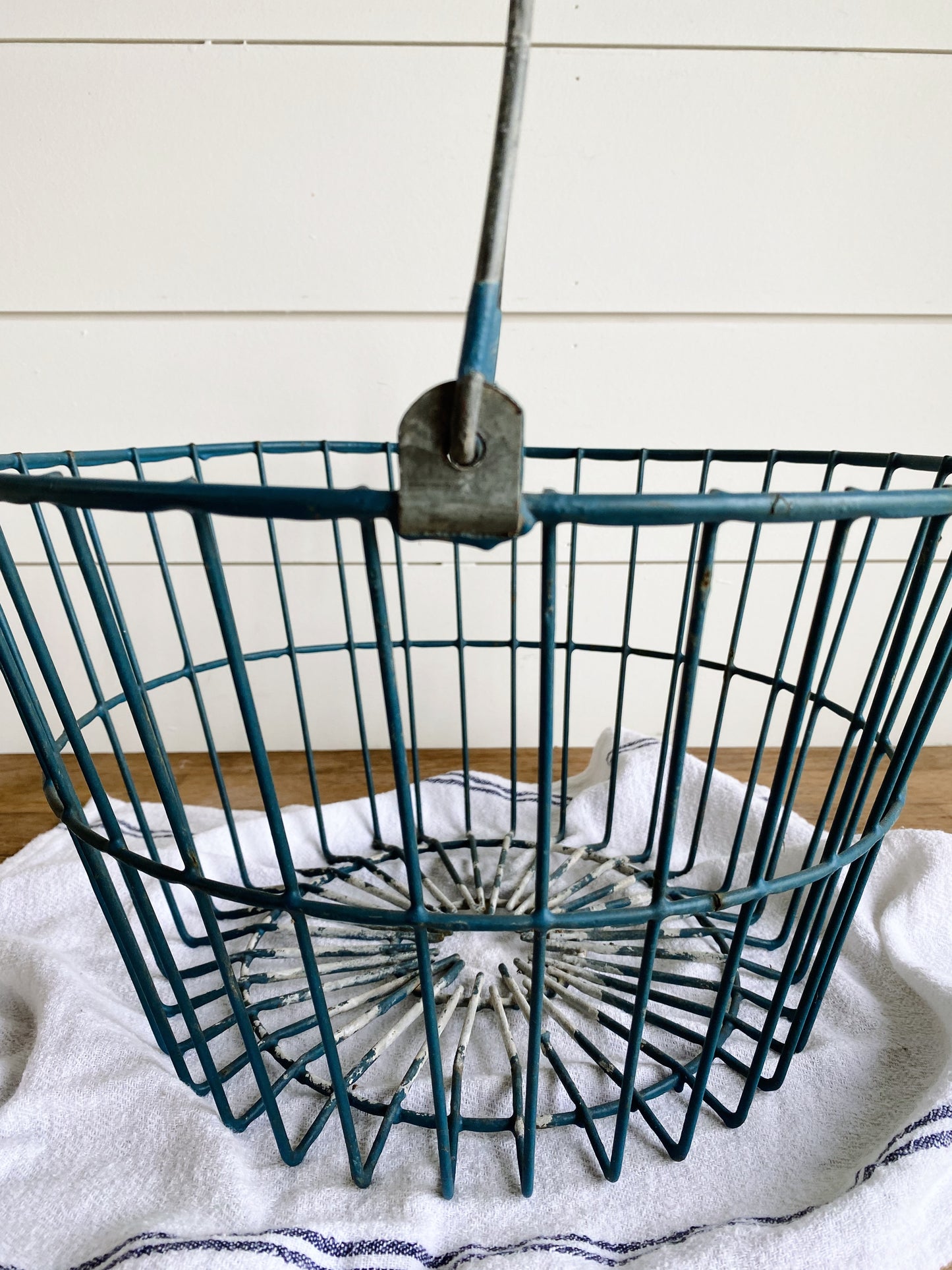 Vintage Chippy Blue Egg Basket