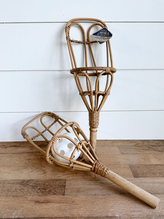 Vintage Rattan Scoop & Throw Game