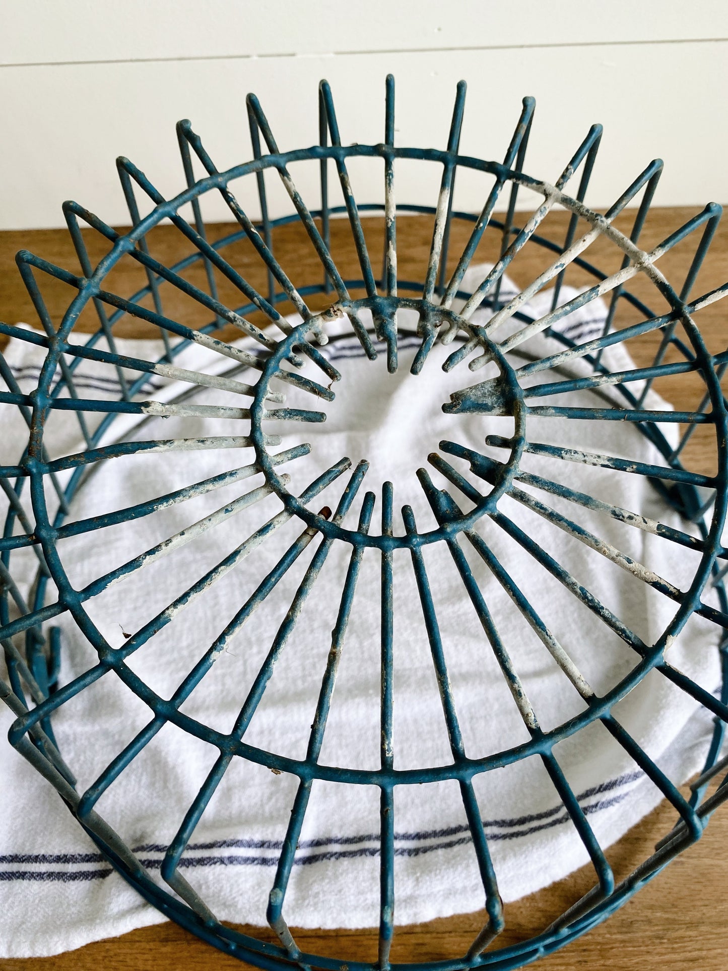 Vintage Chippy Blue Egg Basket