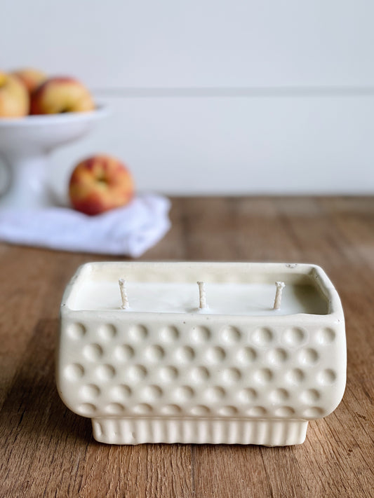 Hand Poured Peach Marmalade in a Darling Vintage Planter